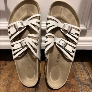 Birkenstock White Cutout Two-Buckle Sandals